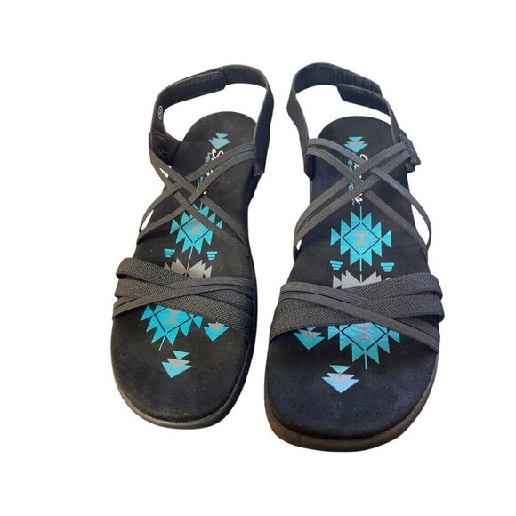 Skechers Reggae Slim Takes Two Strappy Sling Back Sandals Size 10 Black - Picture 6 of 6